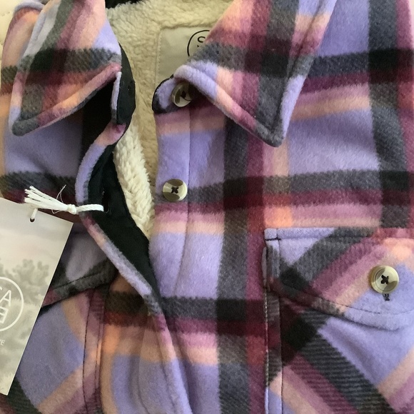 🎈SALE Sage Ladies' Plush Fleece Sherpa Lined Shirt Jacket Shacket Purple XS - Picture 7 of 12